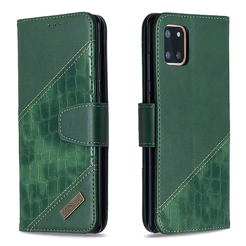 Leather Case Stands Flip Cover Holder B03F for Samsung Galaxy A81 Green