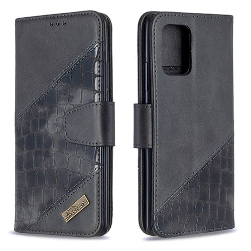 Leather Case Stands Flip Cover Holder B03F for Samsung Galaxy A91 Black