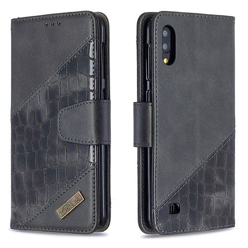 Leather Case Stands Flip Cover Holder B03F for Samsung Galaxy M10 Black