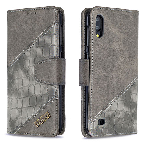 Leather Case Stands Flip Cover Holder B03F for Samsung Galaxy M10 Dark Gray