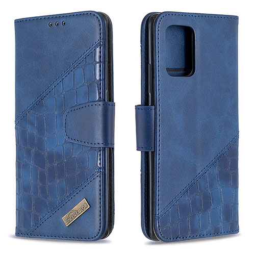 Leather Case Stands Flip Cover Holder B03F for Samsung Galaxy M80S Blue