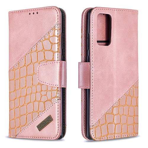 Leather Case Stands Flip Cover Holder B03F for Samsung Galaxy Note 20 5G Rose Gold