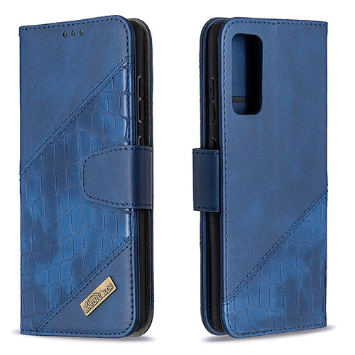 Leather Case Stands Flip Cover Holder B03F for Samsung Galaxy S20 FE 4G Blue