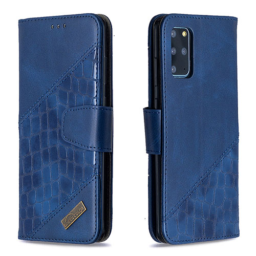 Leather Case Stands Flip Cover Holder B03F for Samsung Galaxy S20 Plus Blue
