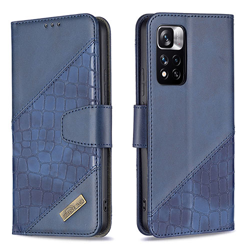 Leather Case Stands Flip Cover Holder B03F for Xiaomi Mi 11i 5G (2022) Blue