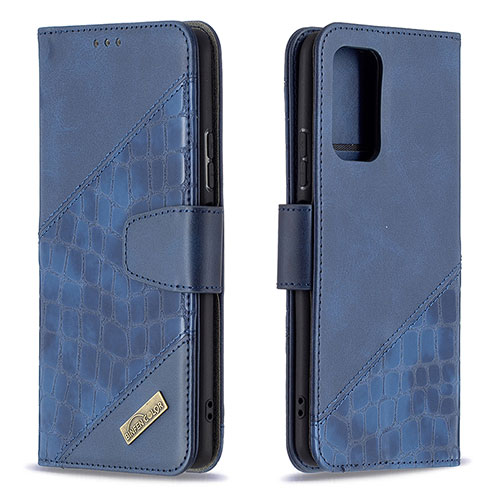 Leather Case Stands Flip Cover Holder B03F for Xiaomi Redmi Note 10 Pro 4G Blue