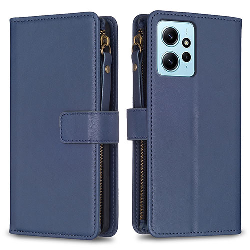 Leather Case Stands Flip Cover Holder B03F for Xiaomi Redmi Note 12 4G Blue