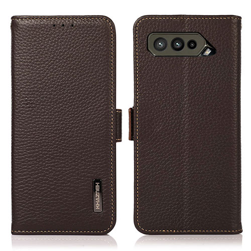 Leather Case Stands Flip Cover Holder B03H for Asus ROG Phone 5s Brown