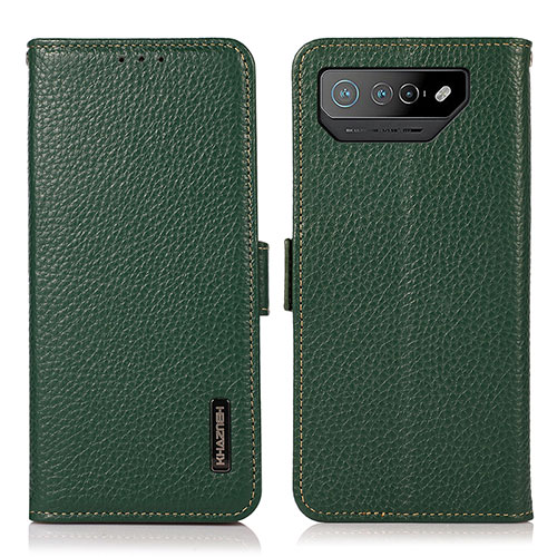 Leather Case Stands Flip Cover Holder B03H for Asus ROG Phone 7 Pro Green