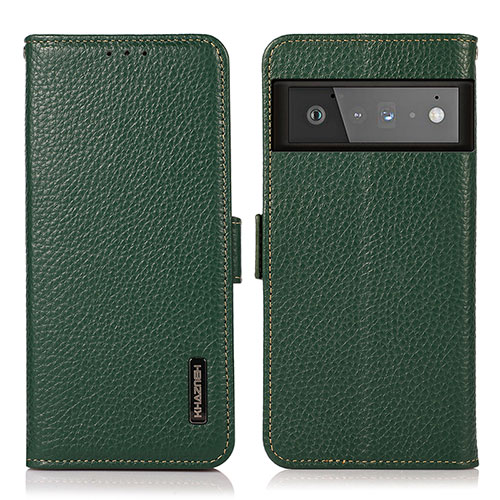 Leather Case Stands Flip Cover Holder B03H for Google Pixel 6 Pro 5G Green