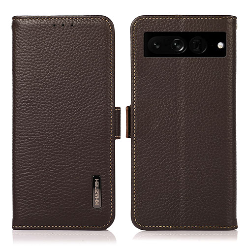 Leather Case Stands Flip Cover Holder B03H for Google Pixel 7 Pro 5G Brown