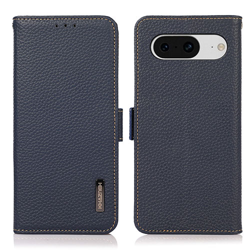 Leather Case Stands Flip Cover Holder B03H for Google Pixel 8 5G Blue