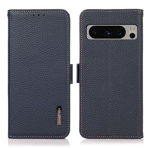 Leather Case Stands Flip Cover Holder B03H for Google Pixel 8 Pro 5G Blue