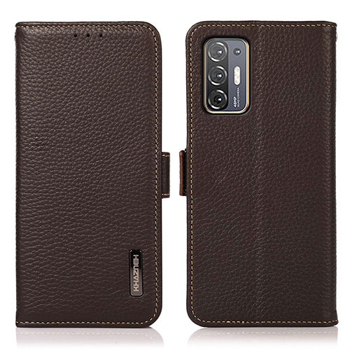 Leather Case Stands Flip Cover Holder B03H for HTC Desire 21 Pro 5G Brown