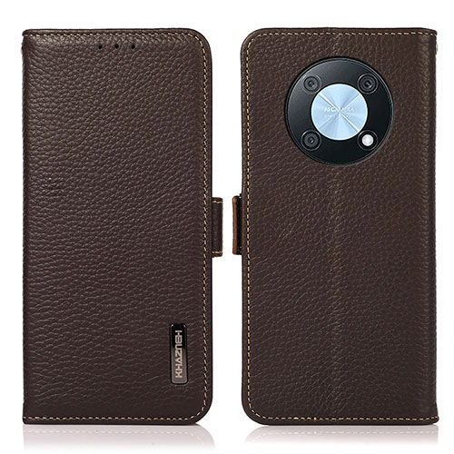 Leather Case Stands Flip Cover Holder B03H for Huawei Enjoy 50 Pro Brown