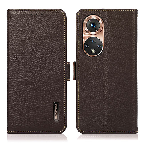 Leather Case Stands Flip Cover Holder B03H for Huawei Honor 50 5G Brown