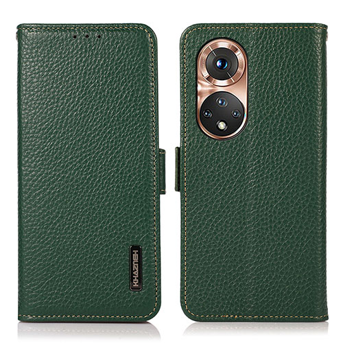 Leather Case Stands Flip Cover Holder B03H for Huawei Honor 50 5G Green