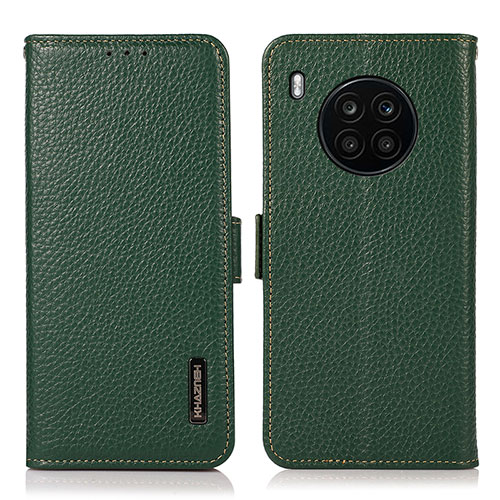 Leather Case Stands Flip Cover Holder B03H for Huawei Honor 50 Lite Green