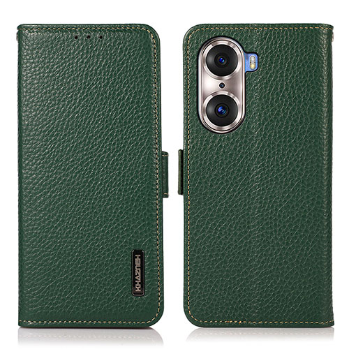 Leather Case Stands Flip Cover Holder B03H for Huawei Honor 60 Pro 5G Green