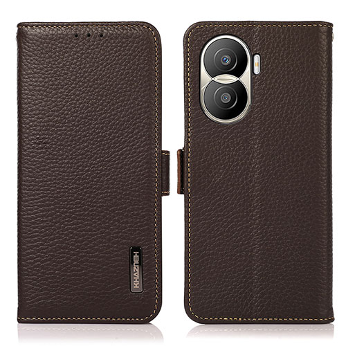 Leather Case Stands Flip Cover Holder B03H for Huawei Honor X40i 5G Brown