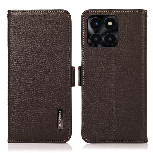 Leather Case Stands Flip Cover Holder B03H for Huawei Honor X6a Brown