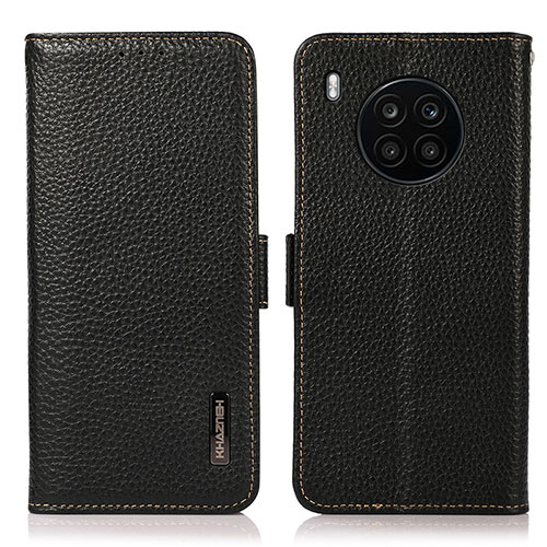 Leather Case Stands Flip Cover Holder B03H for Huawei Nova 8i Black