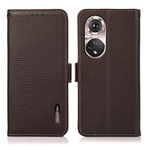 Leather Case Stands Flip Cover Holder B03H for Huawei Nova 9 Pro Brown