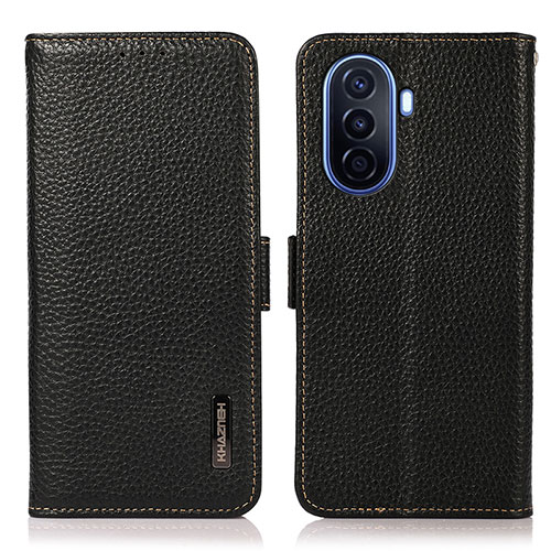 Leather Case Stands Flip Cover Holder B03H for Huawei Nova Y71 Black