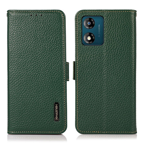 Leather Case Stands Flip Cover Holder B03H for Motorola Moto E13 Green