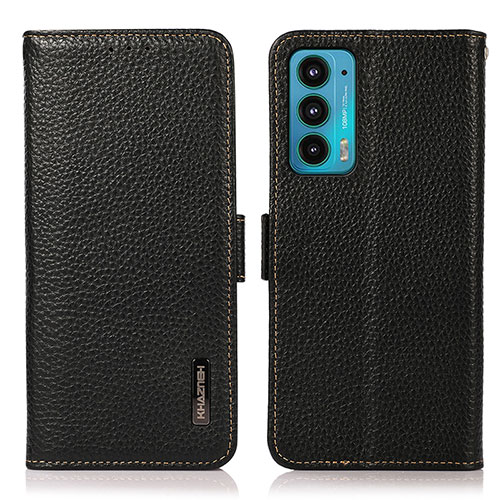 Leather Case Stands Flip Cover Holder B03H for Motorola Moto Edge 20 5G Black