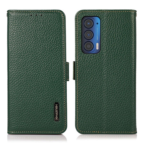 Leather Case Stands Flip Cover Holder B03H for Motorola Moto Edge (2021) 5G Green