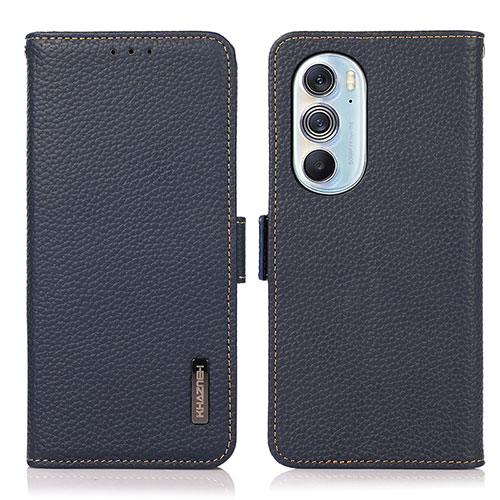 Leather Case Stands Flip Cover Holder B03H for Motorola Moto Edge Plus (2022) 5G Blue