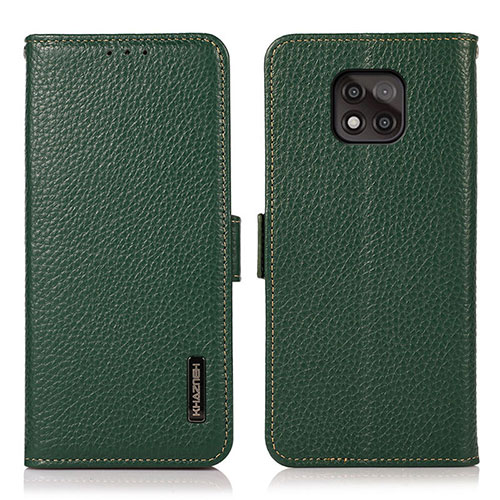 Leather Case Stands Flip Cover Holder B03H for Motorola Moto G Power (2021) Green