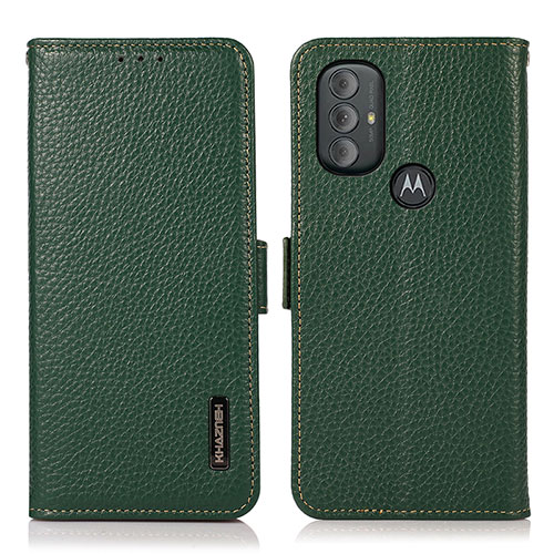 Leather Case Stands Flip Cover Holder B03H for Motorola Moto G Power (2022) Green