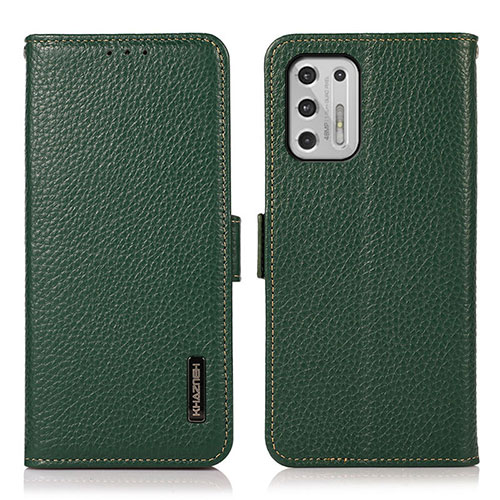 Leather Case Stands Flip Cover Holder B03H for Motorola Moto G Stylus (2021) Green