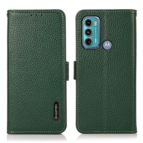 Leather Case Stands Flip Cover Holder B03H for Motorola Moto G40 Fusion Green