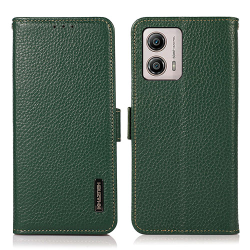 Leather Case Stands Flip Cover Holder B03H for Motorola Moto G53j 5G Green