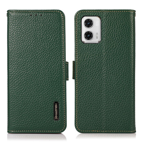 Leather Case Stands Flip Cover Holder B03H for Motorola Moto G73 5G Green