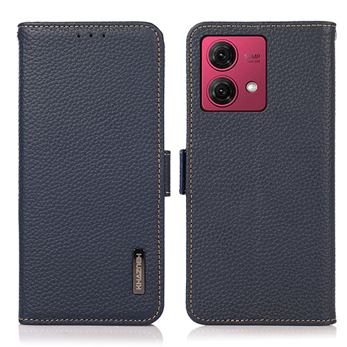 Leather Case Stands Flip Cover Holder B03H for Motorola Moto G84 5G Blue