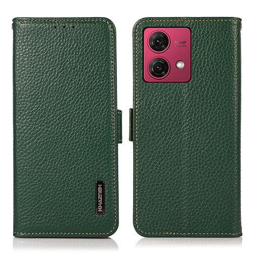 Leather Case Stands Flip Cover Holder B03H for Motorola Moto G84 5G Green