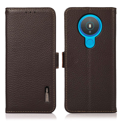 Leather Case Stands Flip Cover Holder B03H for Nokia 1.4 Brown