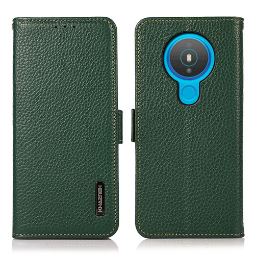 Leather Case Stands Flip Cover Holder B03H for Nokia 1.4 Green