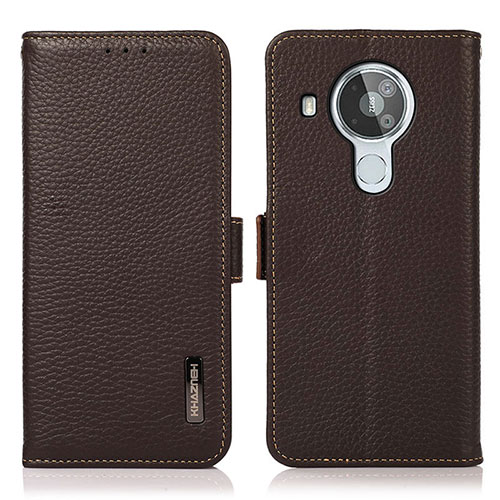 Leather Case Stands Flip Cover Holder B03H for Nokia 7.3 Brown