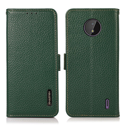 Leather Case Stands Flip Cover Holder B03H for Nokia C10 Green