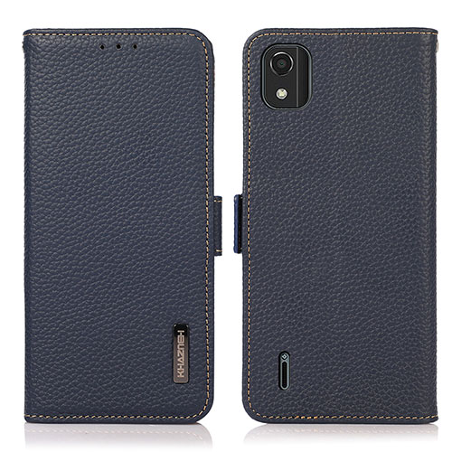 Leather Case Stands Flip Cover Holder B03H for Nokia C2 2nd Edition Blue