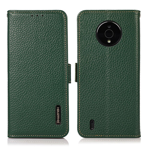 Leather Case Stands Flip Cover Holder B03H for Nokia C200 Green