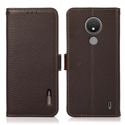 Leather Case Stands Flip Cover Holder B03H for Nokia C21 Brown