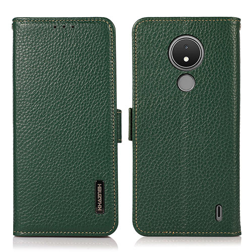 Leather Case Stands Flip Cover Holder B03H for Nokia C21 Green