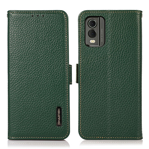 Leather Case Stands Flip Cover Holder B03H for Nokia C210 Green