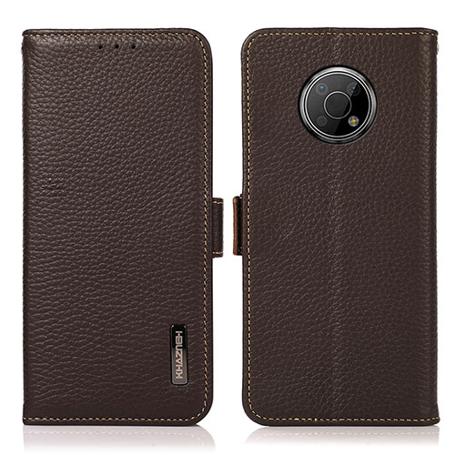 Leather Case Stands Flip Cover Holder B03H for Nokia G300 5G Brown